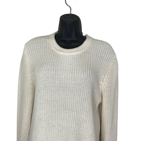 Sandro Paris Cream Crew Neck 91%Cotton 9% Silk Sweater Size M - Picture 3 of 8